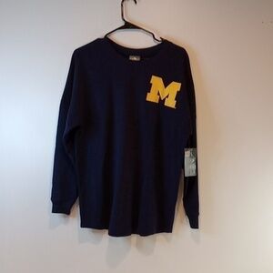 KNIGHTS APPAREL Michigan Wolverines Long Sleeve Shirt Women's Sz Small 4/6 NWT